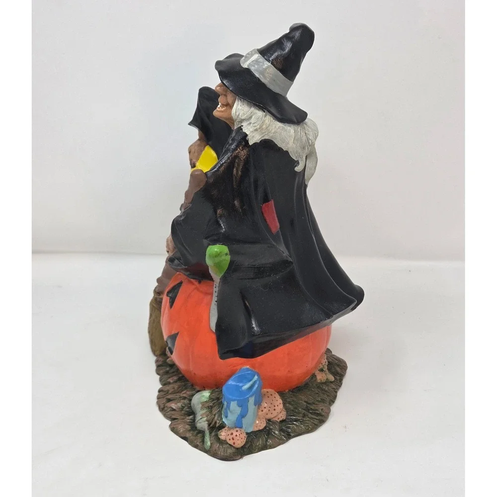 Byron Molds 1972 Vintage Ceramic Witch Jack-O-Lantern Cat Figurine 10in